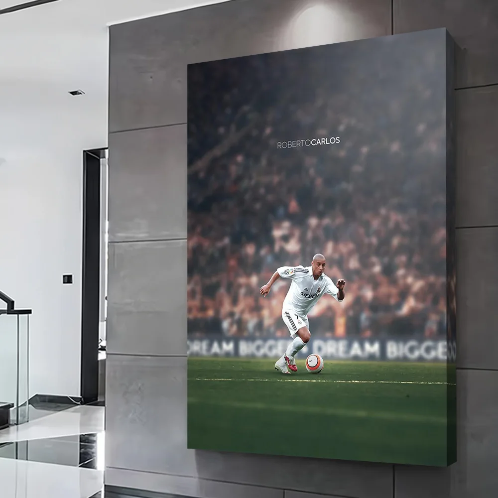 Roberto Carlos Soccer Action Printing Poster Customizable Pictures Wall Art Canvas Painting for Interior Decoration Wand Deko
