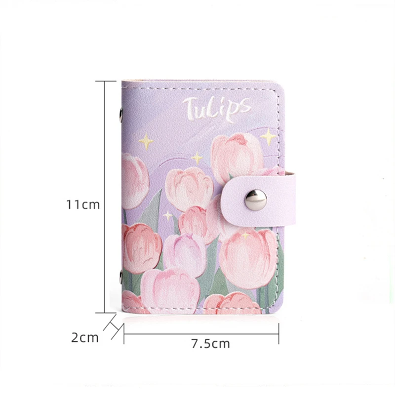 Multi-Cards Bit Large Capacity Card Bags for Women Floral Cartoon ID Bus Bank Credit Cards Holder Organizer School Accessories