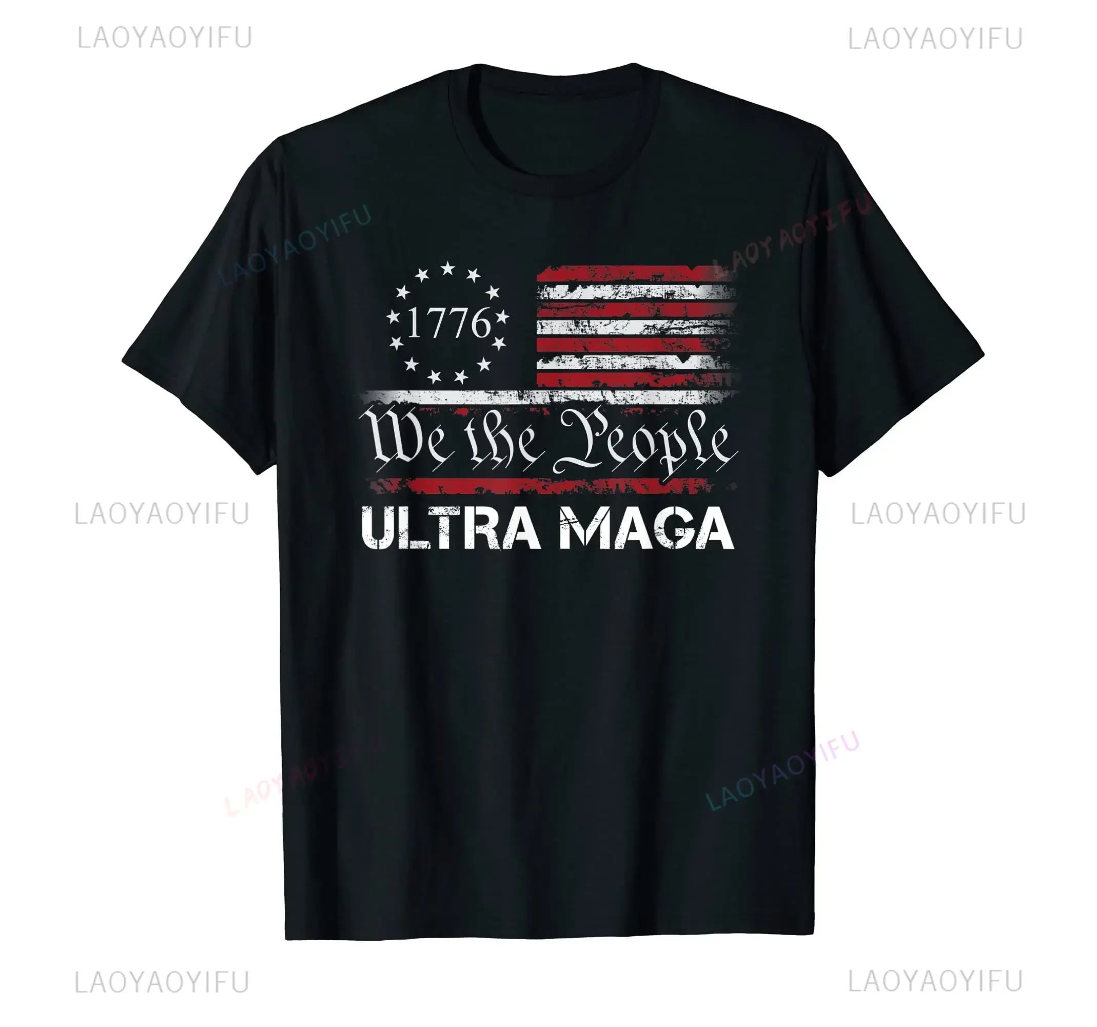 Trump-2024 T-Shirt Ultra Maga Proud Anti Biden US Flag Pro Trump 2024 Election T-Shirt For Men Women T Shirt Tops Cotton Tees