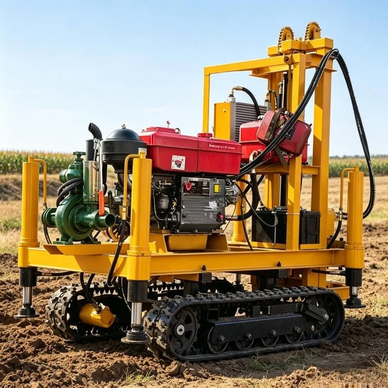 Portable Mini Water Well Drilling Machine Hydraulic Diesel Crawler Durable 100m 200m 300m for Farm Household Use