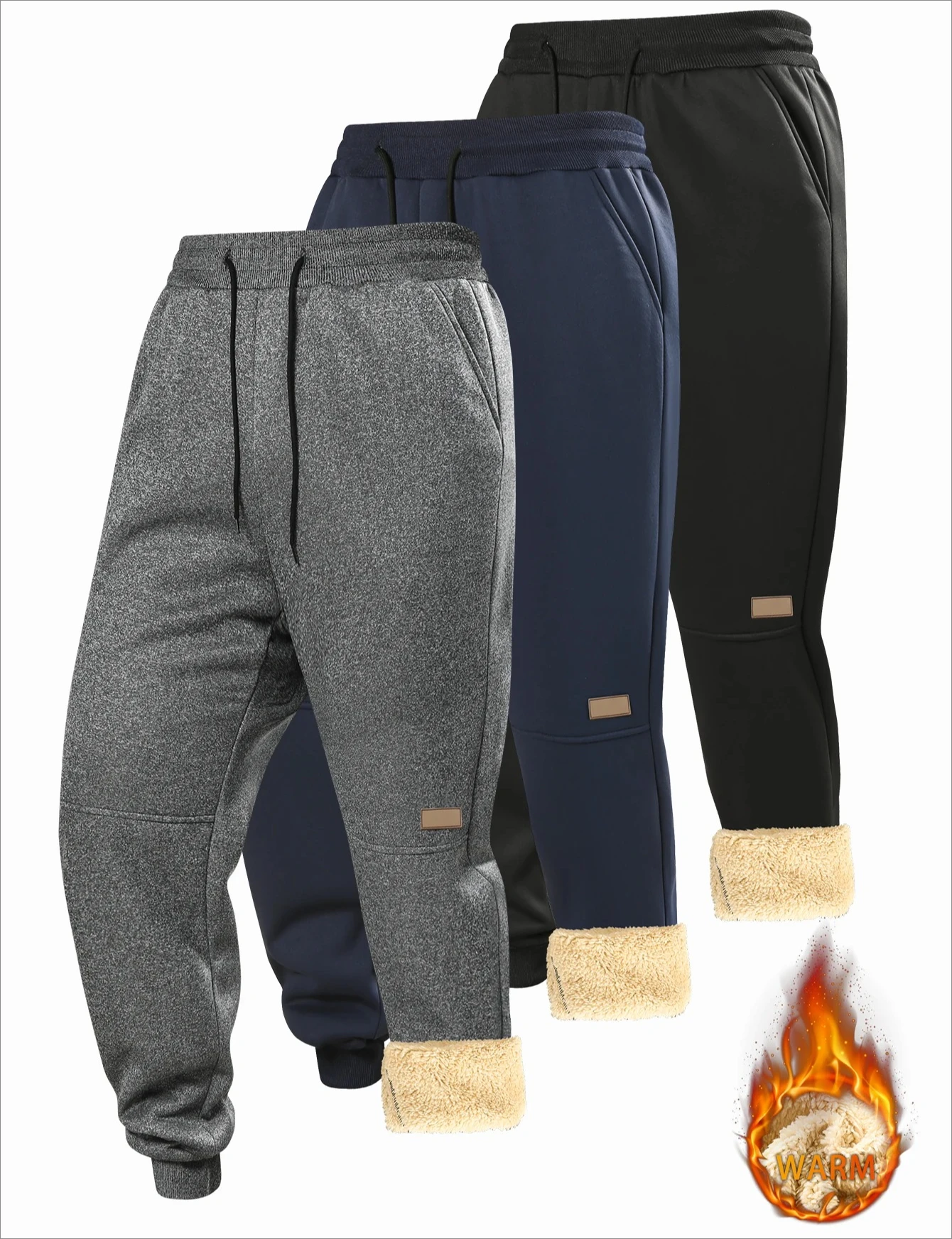 

Men's Winter Fleece Pants, Thermal Lamb Wool Sweatpants for Outdoor Casual Wear, Thickened Warm Sports Joggers