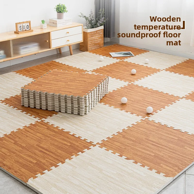 10 Pcs Wood Grain EVA Foam Interlocking Floor Tiles Non-Toxic Waterproof for Gym