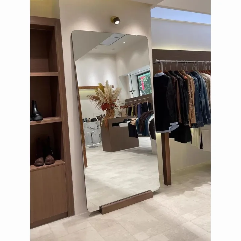 For French Nordic Frameless Floor Standing Full Length Mirror Home Bedroom Dressing Mirror Large Wall Mounted Clothing Store