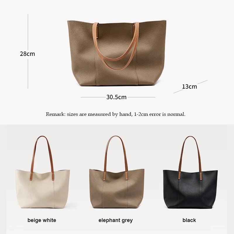 2023 New Women\'s Tote Bag Female Large Capacity Handbag Lady Casual Cowhide Genuine Leather Shoulder Shopping Composite Bag