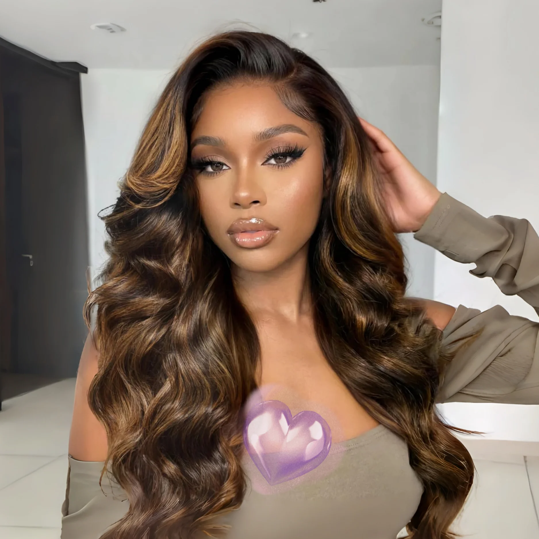 

Highlight Blond Body Wave Soft Pre-plucked 26" 180 Density Glueless Synthetic 13X4X1 Lace Front Wig For Women Baby Hair Daily