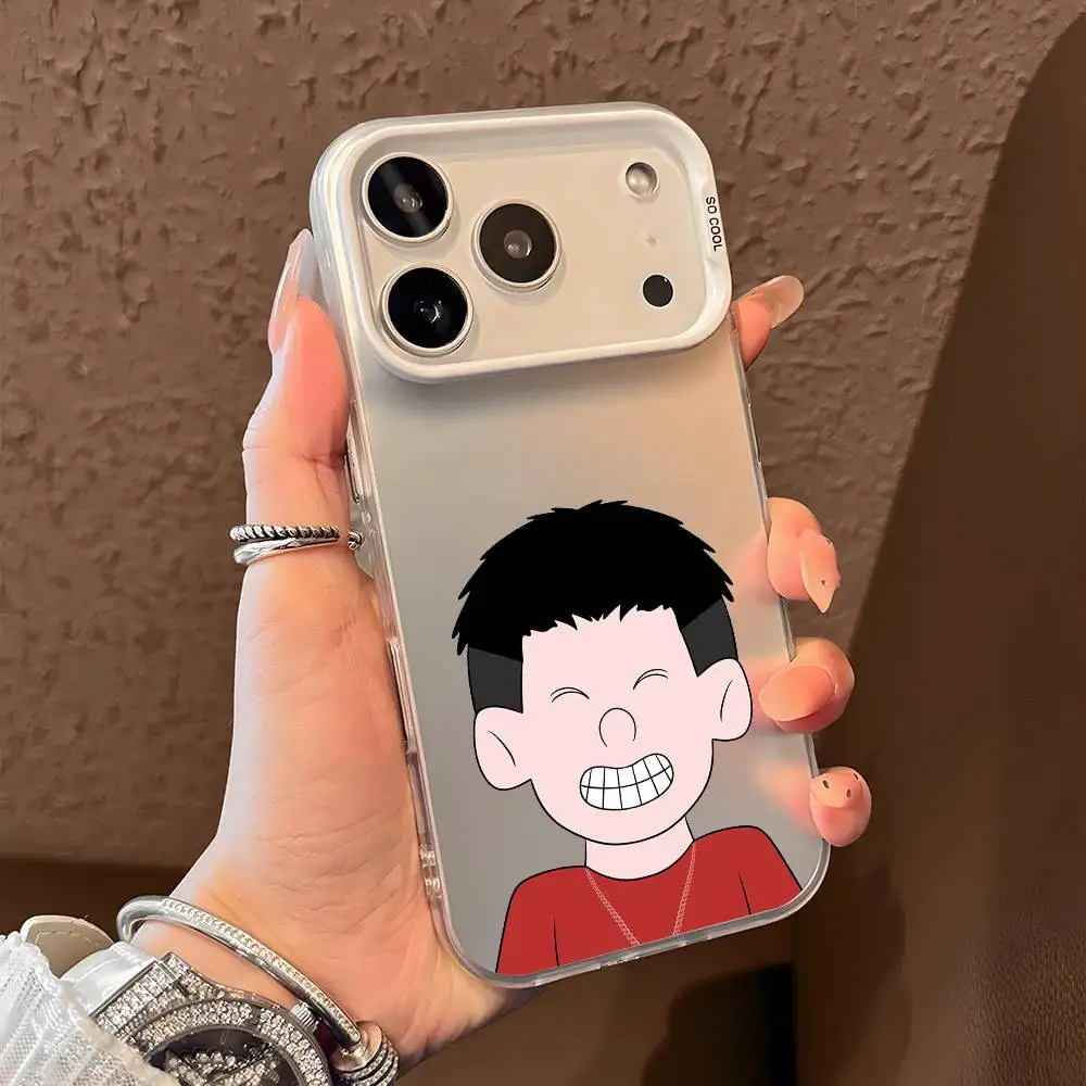 Cartoon Character Phone Case For iPhone 17 16 15 14 13 12 11 Pro Max Black Purple Matte Laser Metallic Aurora Funda