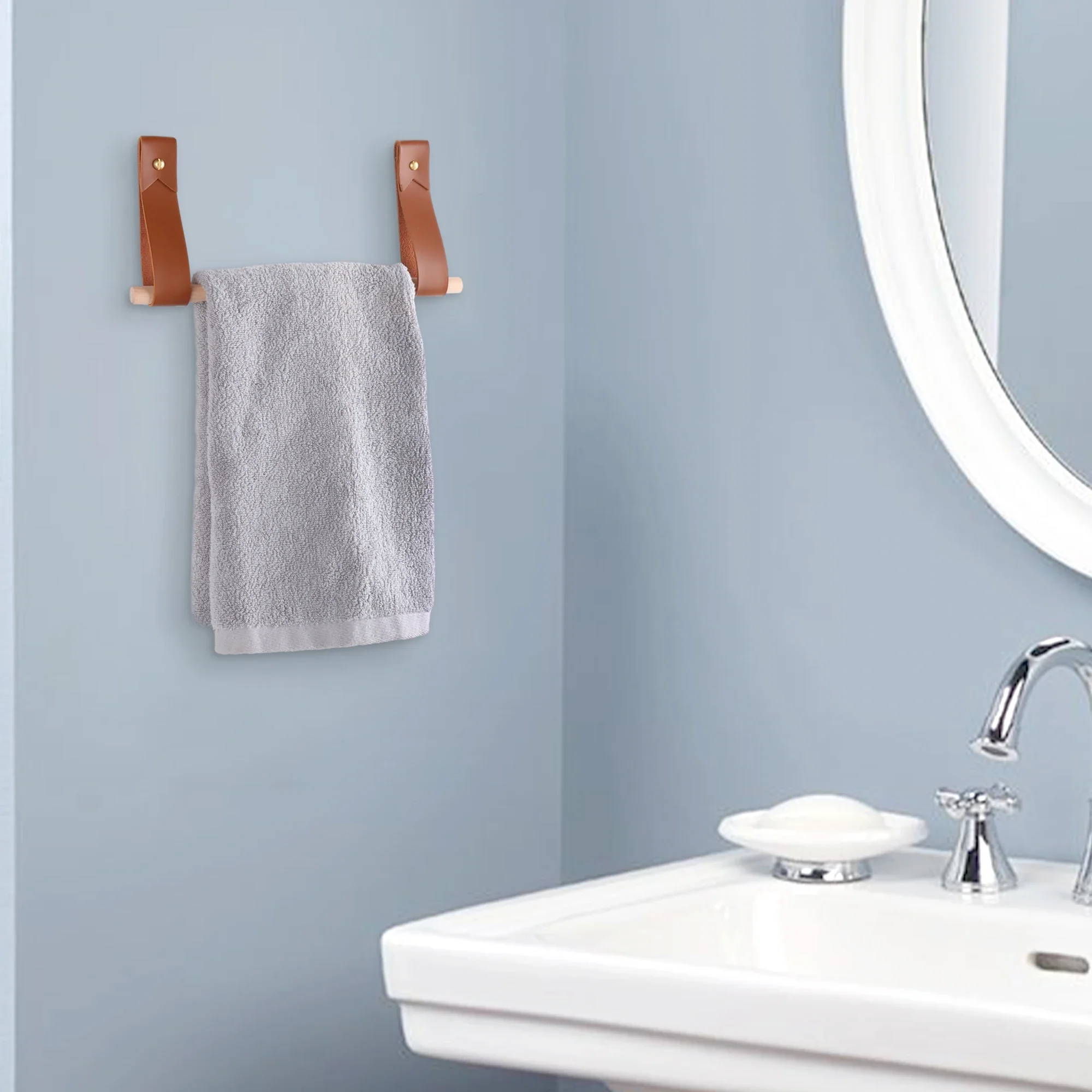 Kitchen toilet holder waterproof wall paper towel box creative paper towel pendant wooden stick roll paper towel storage bag