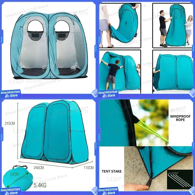 Instant Portable Pop up Outdoor Camping Bathroom Two Room Privacy Shower Tent for Camping With Storage Bag