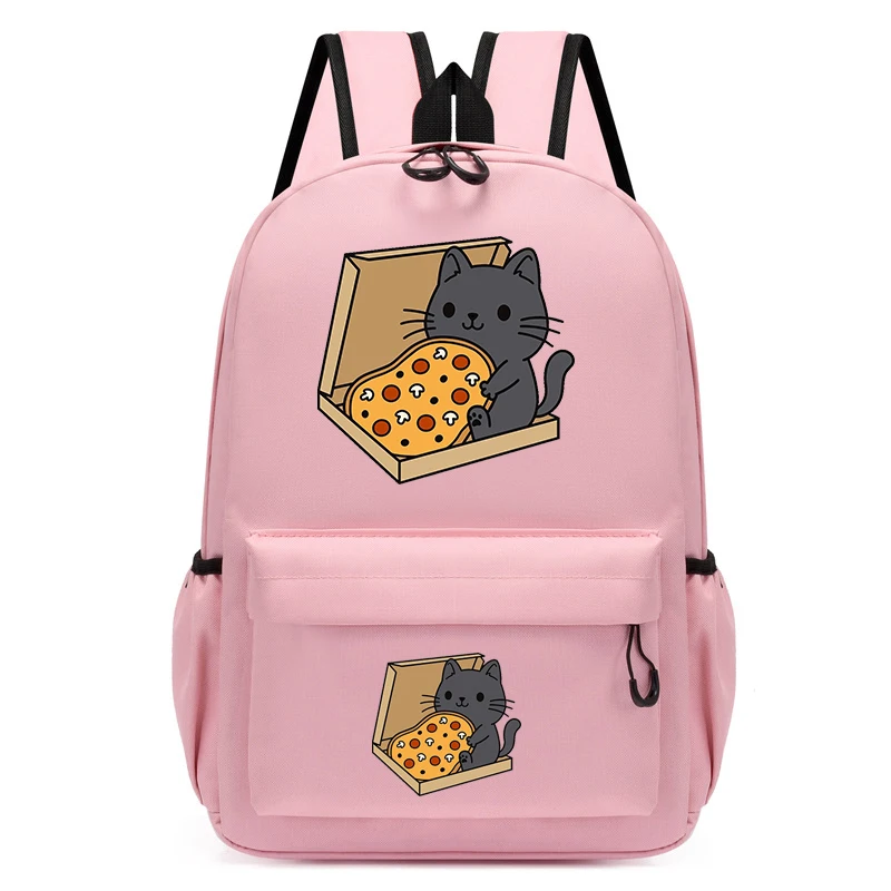 Sac d'école de dessin animé pour enfants, sacs à dos de chat de pizza pour adolescents, cartable de maternelle mignon, sac de livre d'anime, sac animal pour garçons et filles