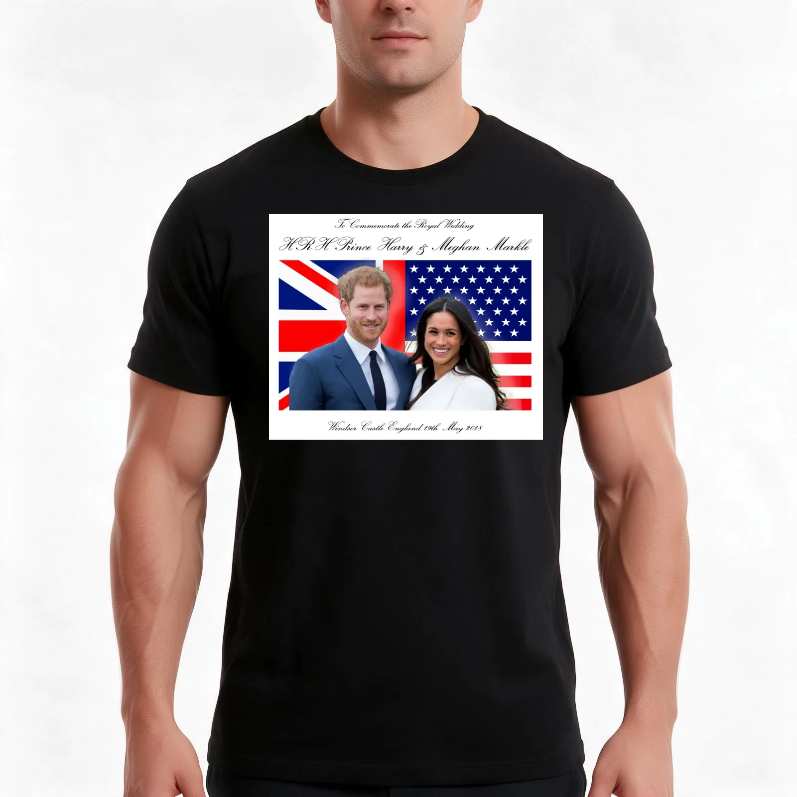 To Commemorate the Royal Wedding of HRH Prince Harry and Meghan Markle T-Shirt, Summer Casual Cotton Tee, Vintage Graphic Print