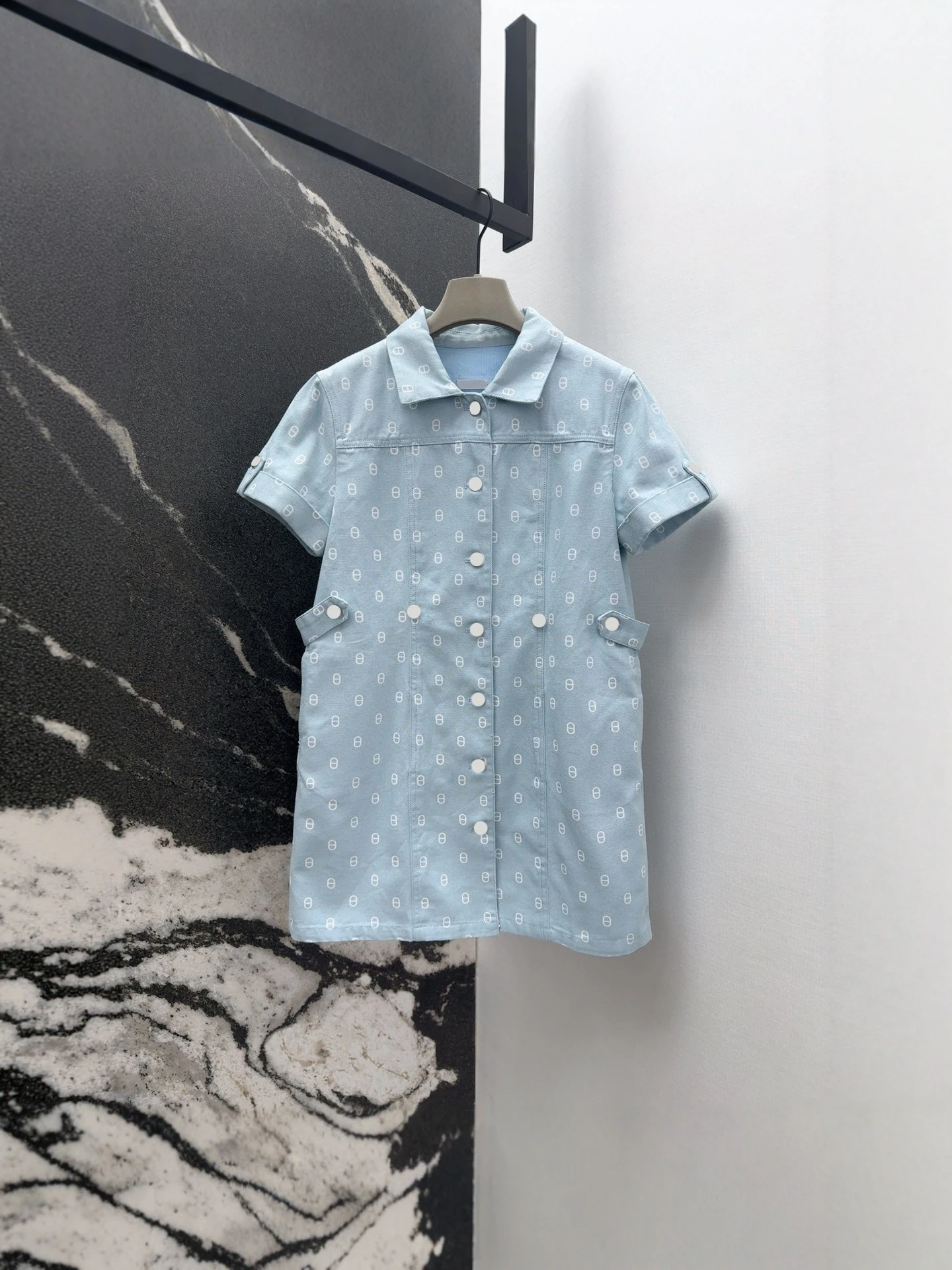 Spódnica z wysokim stanem, bawełniana, dżinsowa, z nadrukiem w kształcie świńskiego nosa, zapinana na jeden guzik, w stylu vintage, miejska, do dojazdów do pracy, o luźnym kroju, H pe.