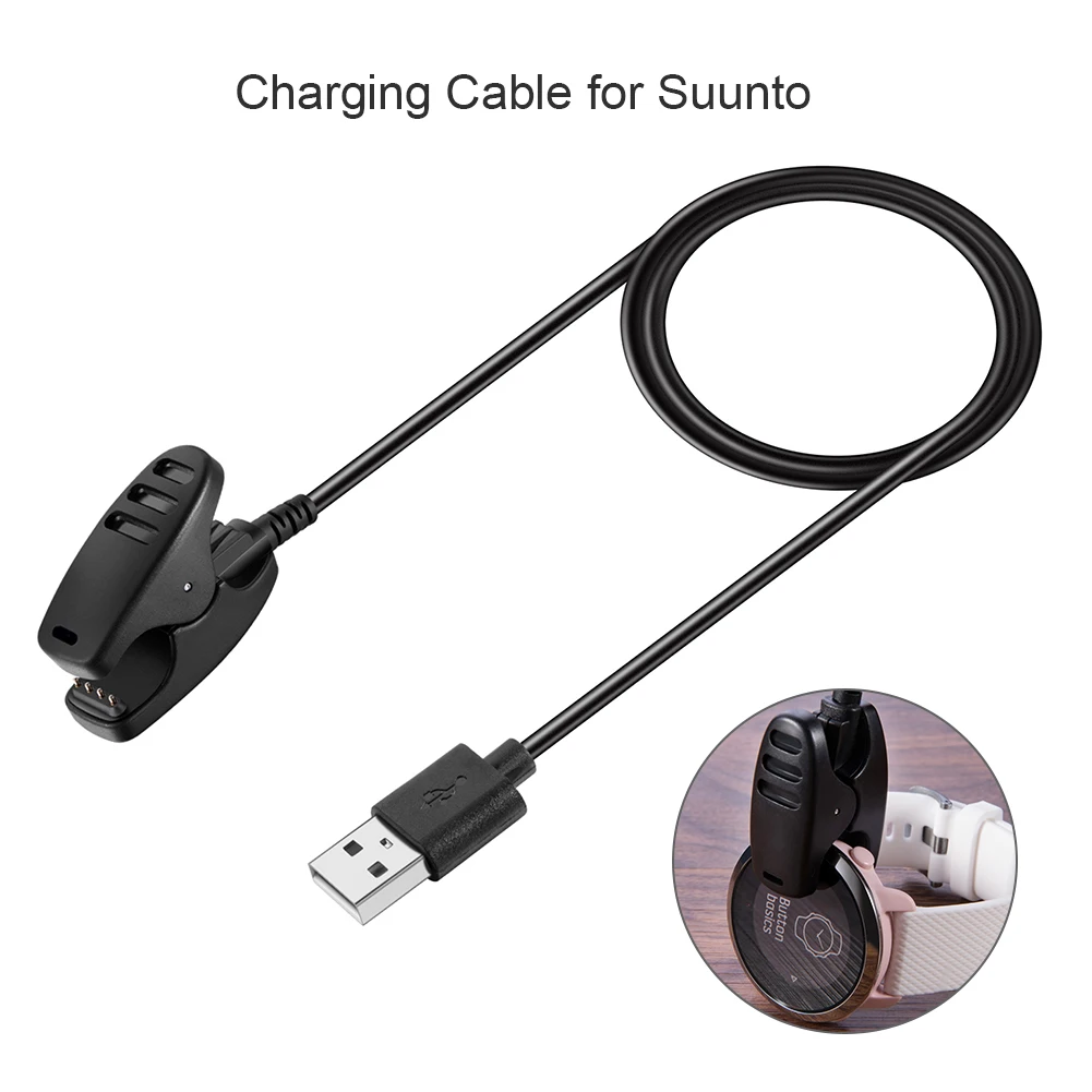 1M USB Clip Charger Cable For Suunto 5/Suunto 3 Fitness/ Spartan Trainer/Ambit 123/Traverse/Kailash Smartwatch Charging Dock