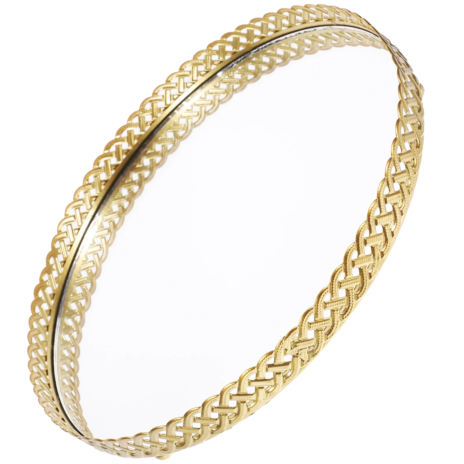 

Jewelry Storage Tray Large Round Iron Mirror Plate for Rings Necklaces Bracelets Earrings Holder Display Box