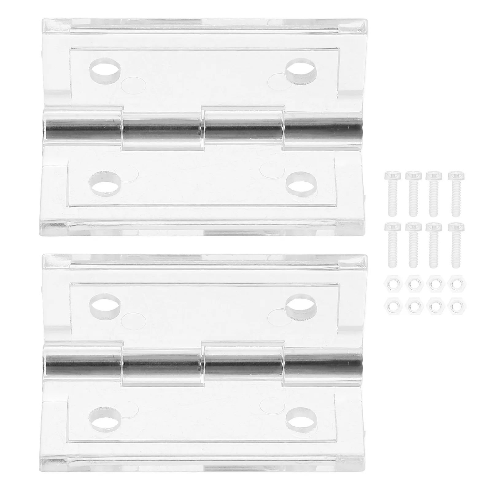 2Pcs Transparent Acrylic Hinges Heavy Duty Large Swing Pre-Drilled Easy Install for Home Office Mall Cabinets Drawer Jewelry Box