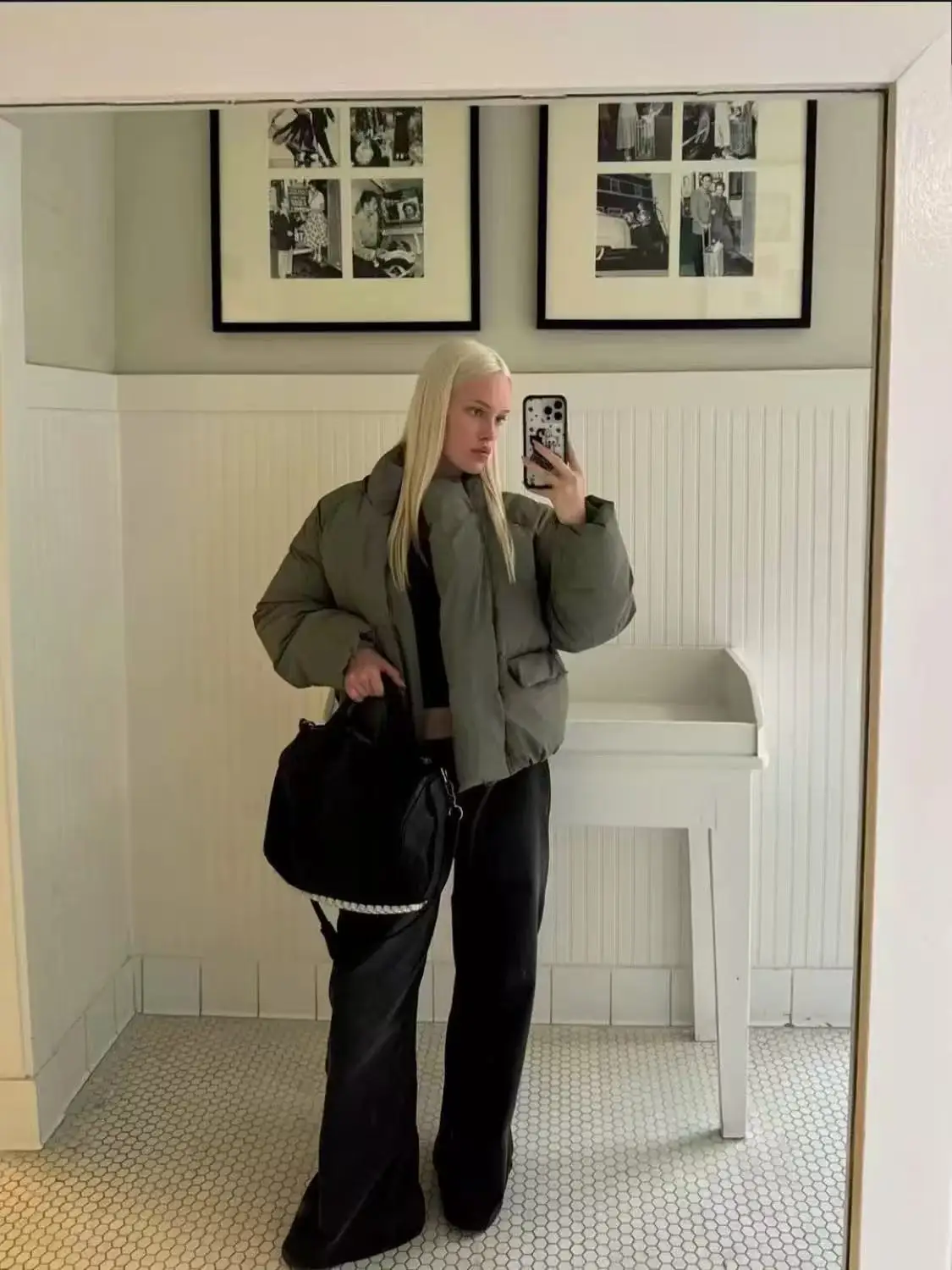 KHY~Kylie نفس سترة قطنية بغطاء للرأس باللون الأخضر الزيتوني على شكل سحاب معطف خبز دافئ سميك #2