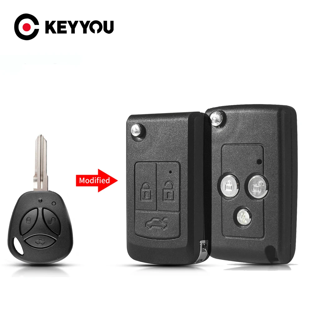 

Модифицированный выкидной ключ KEYYOU для автомобилей Lada Vesta, Granta, Priora, Kalina, 3 кнопки, корпус для замены брелока дистанционного управления