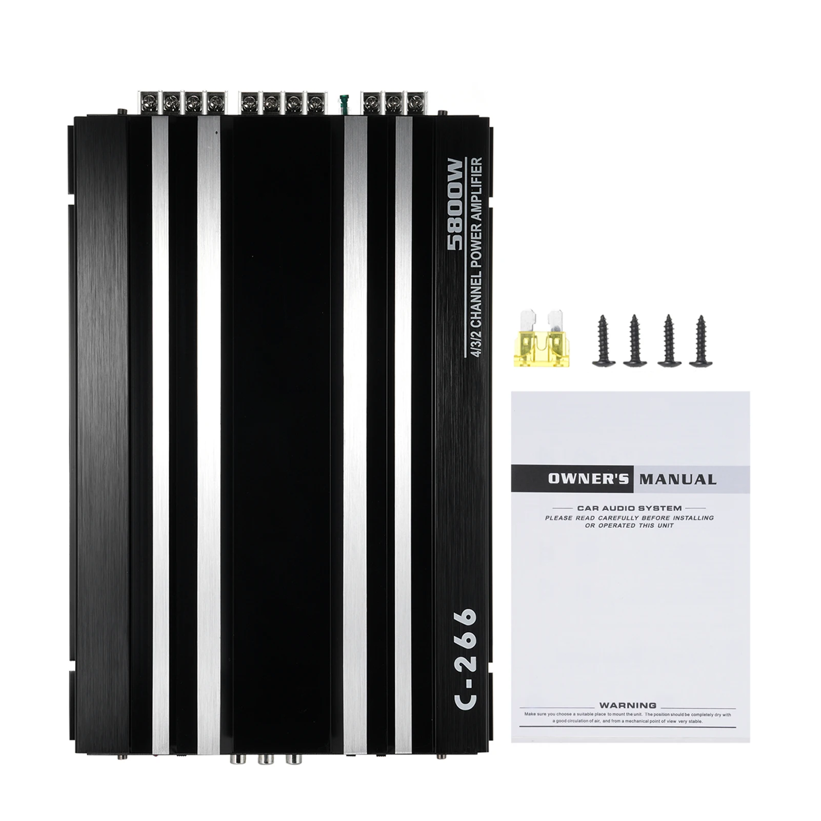 Car Power Amplifier 12V 4 Channel High Power Aluminum Alloy Car Audio Amplifier Black High-Power Power Amplifier Audio Amplifier