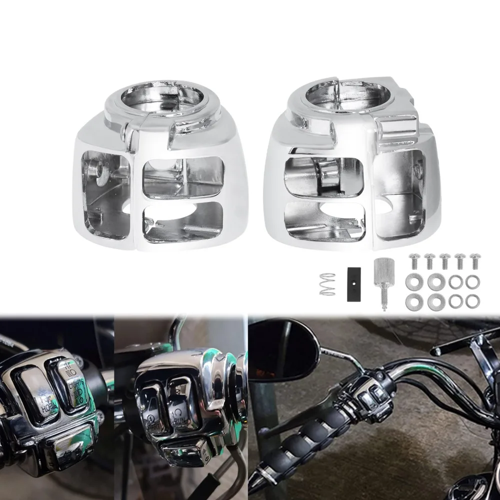 For Harley-Davidson Sportster XL883 Dyna Street Bob FLSTN Softail Deluxe Fat Boy Handle Switch Shell Button Cover Chrome Black