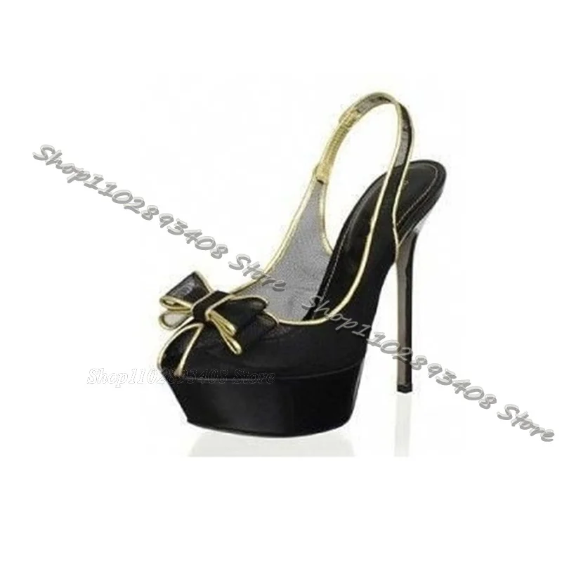 Black Butterfly Decor Platform Sandals Peep Toe Stiletto Heels Party Women Shoes Summer Elegant Sexy Pumps Zapatos Para Mujere