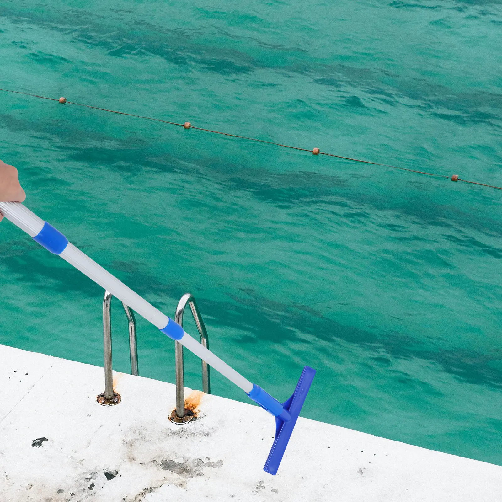 

Swimming Pool Cleaning Set Net Inflatable Brush Head Aluminum Alloy Pole Sponge Rubber Brush Skimmer Debris