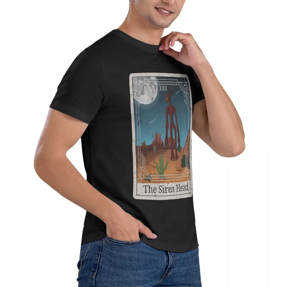 Camisetas gráficas de cartas de Tarot para hombre, Tops de algodón con cabeza de sirena S, divertida de manga corta Camiseta con cuello redondo, camiseta 4XL 5XL, camisetas fugees