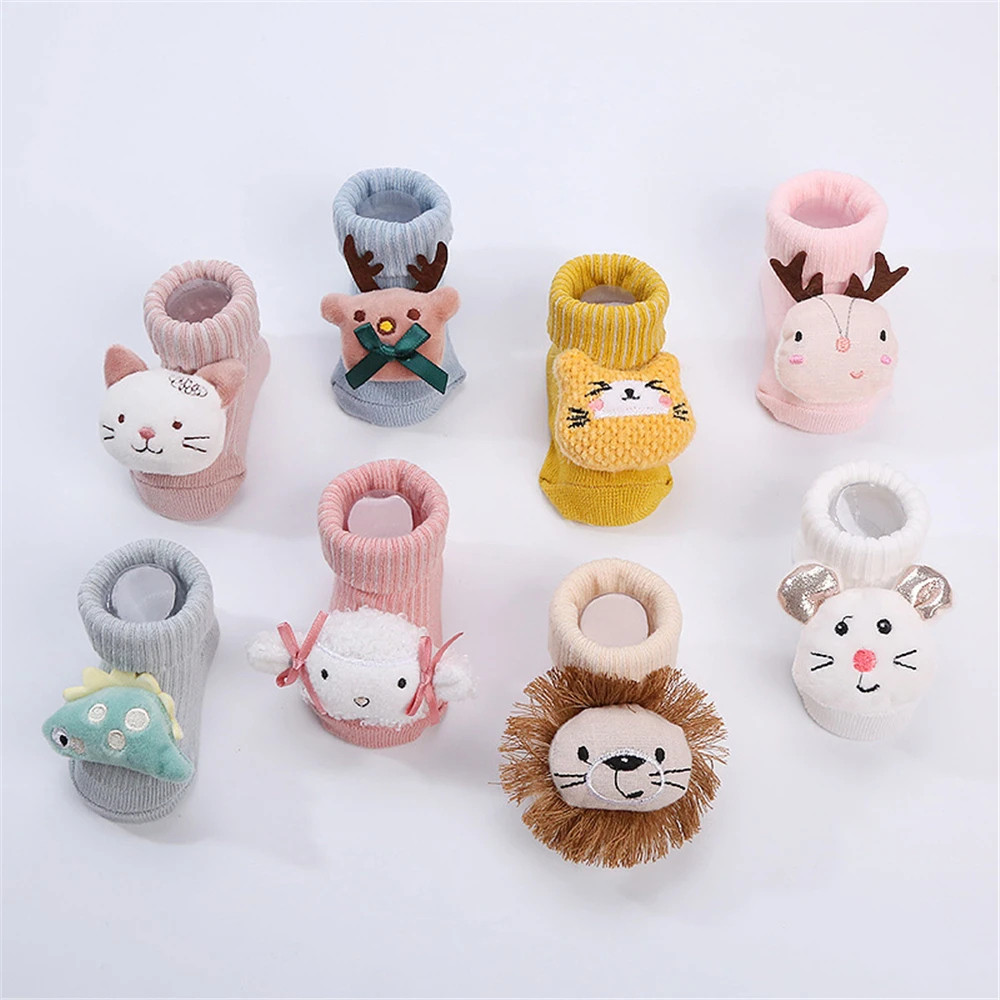 

Cute 3D Doll Autumn Winter Baby Socks Non-slip Infant Toddler Floor Socks Girls Boys Cartoon Animal Baby Socks Children's Socks