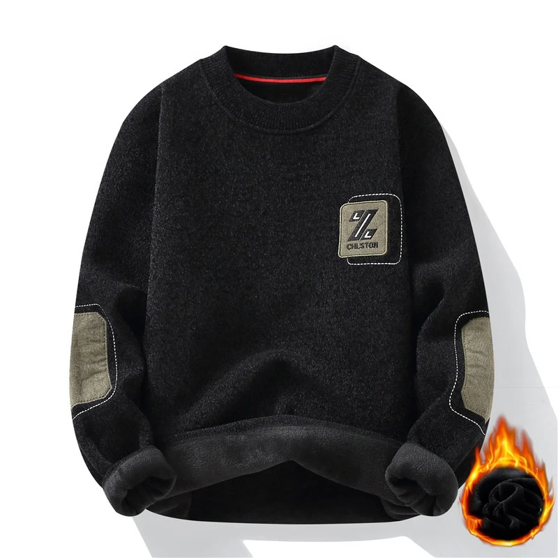 Men's Solid Knit Pullover Sweater Men Clothing Warm Sweat-shirt Casual Fashion Streetwear for Spring Autumn Hombre Male New