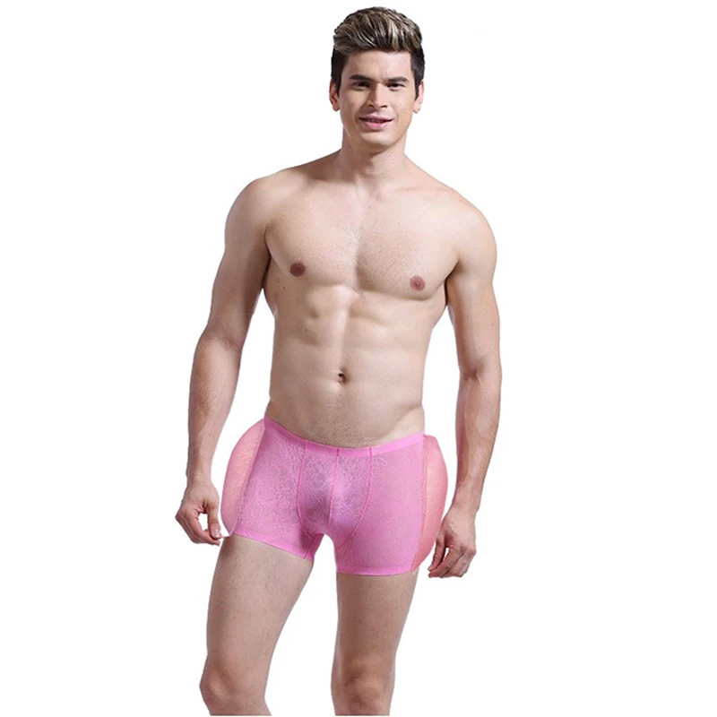 Men's Removable Fake Buttocks Body Shaper Boxer Briefs Butt Lifting Panties Sponge Butt Hip Enhancer Shorts with 4 pcs Pads