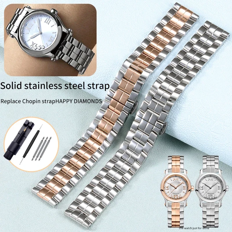 

15mm 18mm Stainles Steel Watchband replaces Chopard For Chopard HAPPY DIAMONDS Five drill and seven drill ButterflyWrist bracele