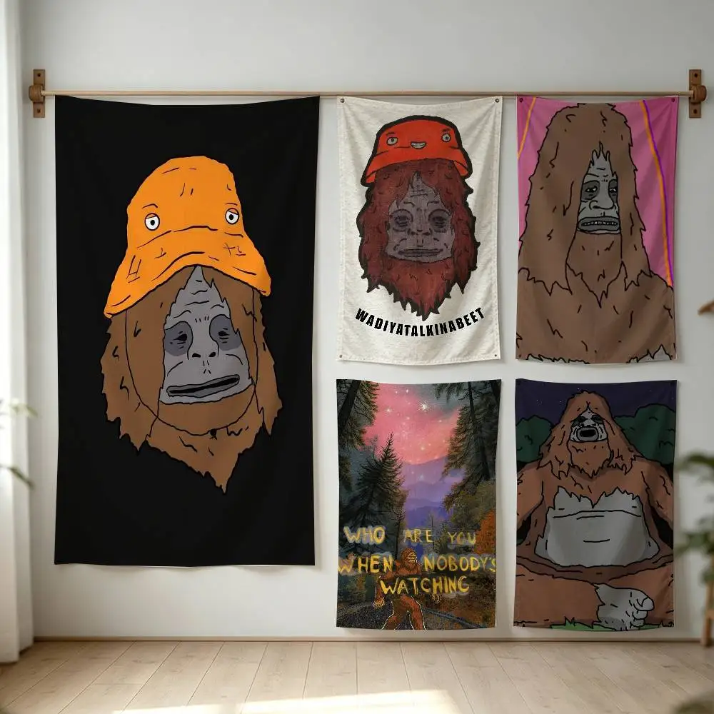S-Sassy The Sasquatch Flag Digital Printing Banner for Garage Wall Out Door Decoration