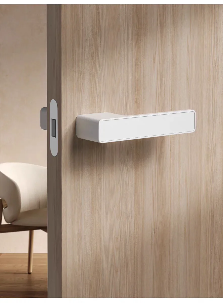 Minimalist door lock Magnetic suction silent lock body Bedroom room lock Universal one-word handle Wooden