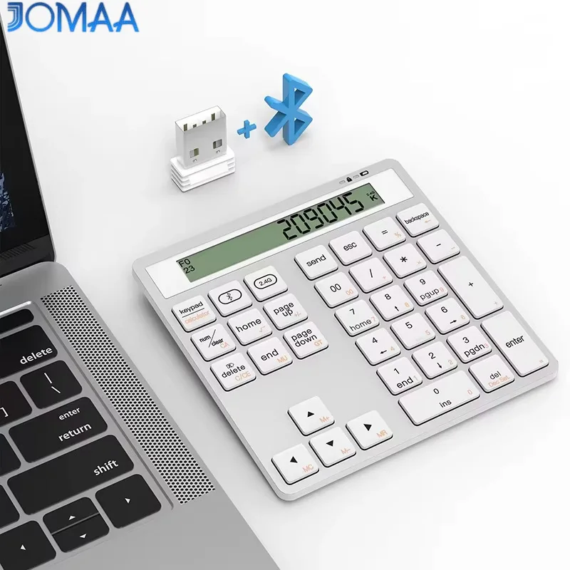 Bluetooth Number Pad  2.4G Wireless Numeric Keypad with Display Calculator - Wireless Number Pad Slim 34-Key Portable