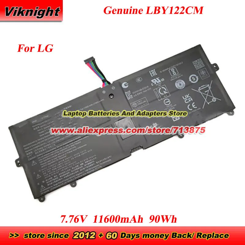 

Genuine LBY122CM Battery for LG Gram 16Z90R 17Z90Q laptop Battery EAC6479830 EAC64798311 7.76V 11600mAh 90Wh