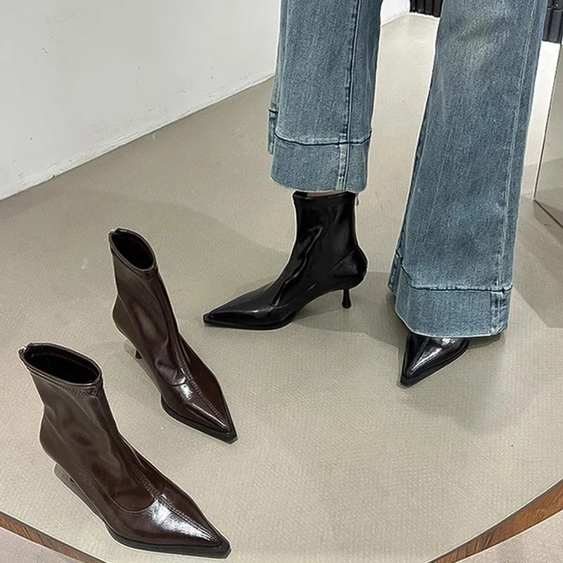 

Весенне-осенние женские ботильоны, модные туфли с острым носком, женская обувь для стриптиза на тонком высоком каблуке для танцев и вечеринок, botas femininas