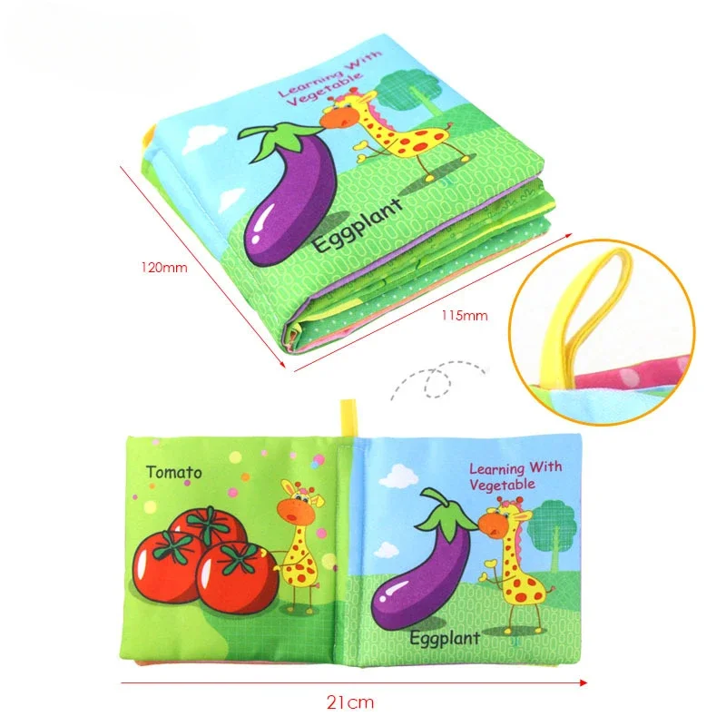 Baby Cloth Books Soft Touch Feel Visual Tail Sensory Cognition Early Education Toy Sound Paper Book for Toddler Gift 0-12 Months