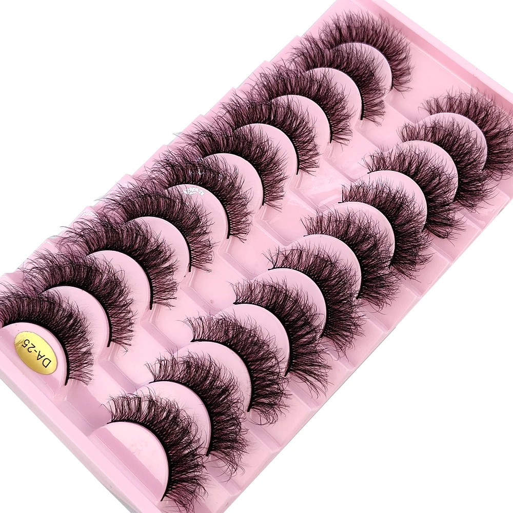 HBZGTLAD 10Pairs 3D Faux Mink Hair False Eyelashes Natural Messy Eyelash Crisscross Wispy Fluffy Lashes Extension Big Eye Makeup