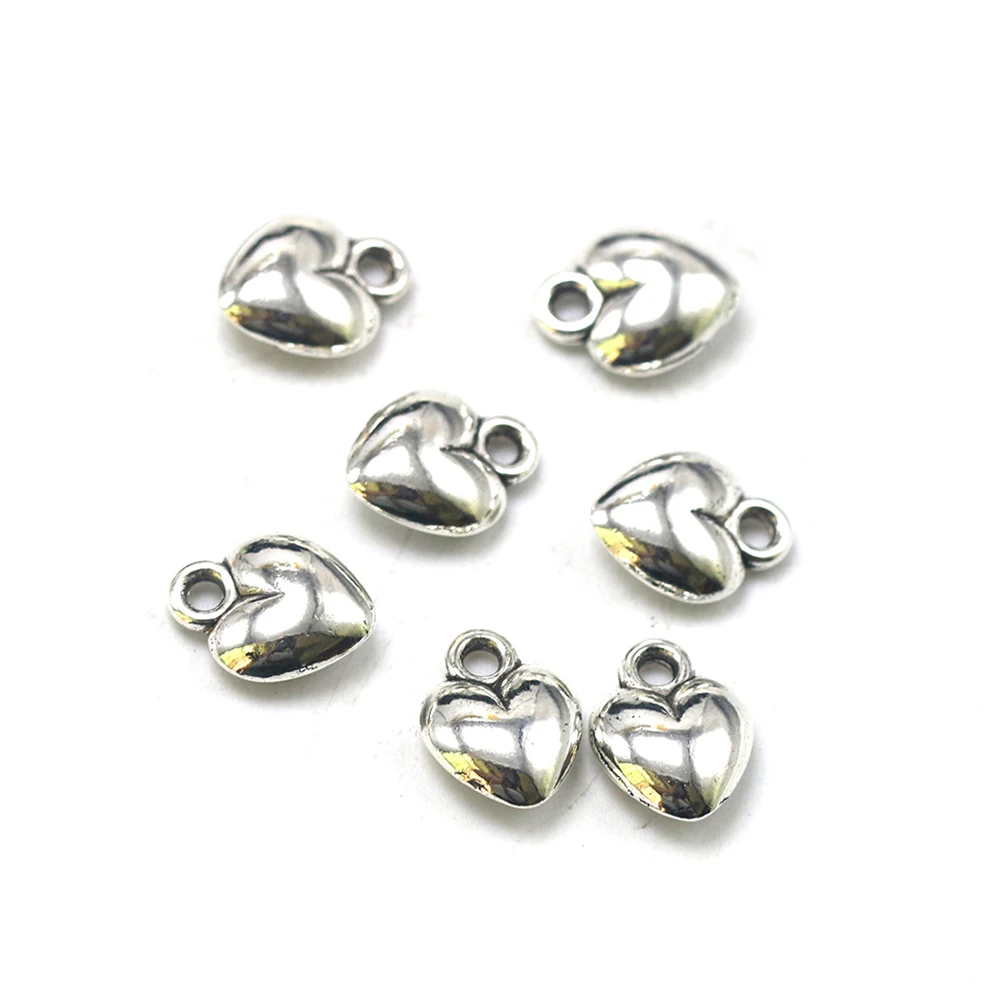 

50pcs Alloy Heart Pendants for DIY Jewelry Making Charm Set Silver Color Pendant Accessories Craft Supplies
