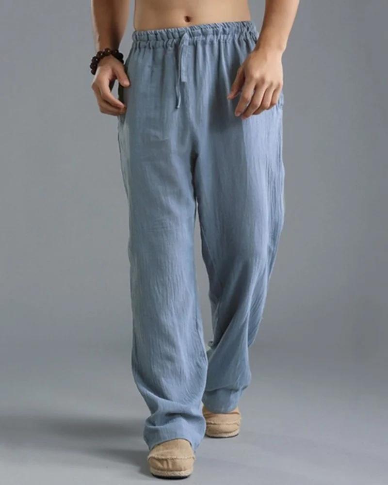 Men's beach pants, jogging pants, street wear, cotton and linen sports pants, casual pants, Hawaiian vacation summer pants