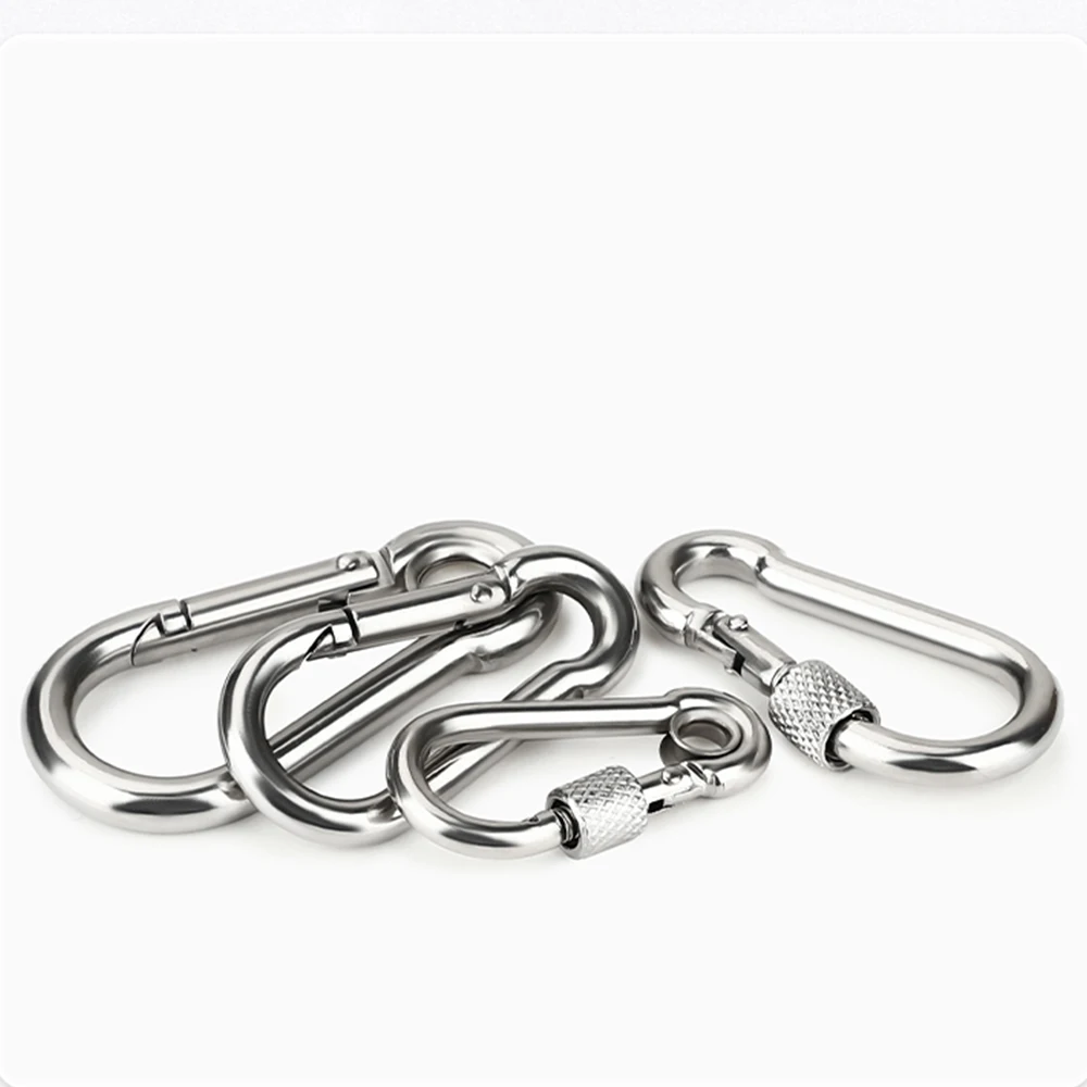 1-10Pcs M4 M5 M6 M8 M10 M12 M14 Galvanized Spring Snap Carabiner Quick Link Lock Ring Hook snap shackle Chain Fastener Hook