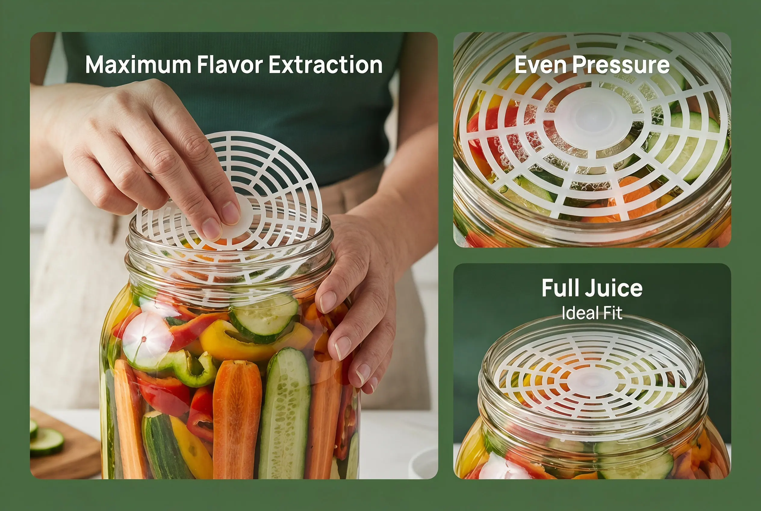 Fermentation Pressing Tool 5 Pack Reusable PVC Mesh Press Plates for Pickle Jars Bottles and Brewing