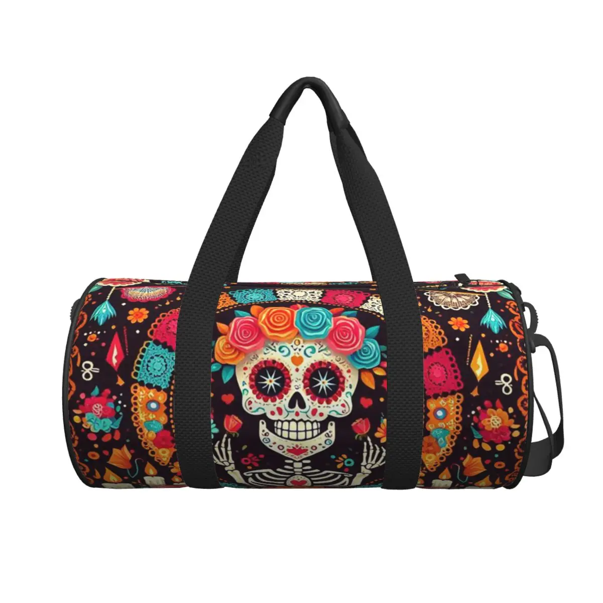 

Mexican Skull Calavera Illustration Large Duffle Gym Bag Multi-Functional Duffle Travel Bags Handbags Fitness bag