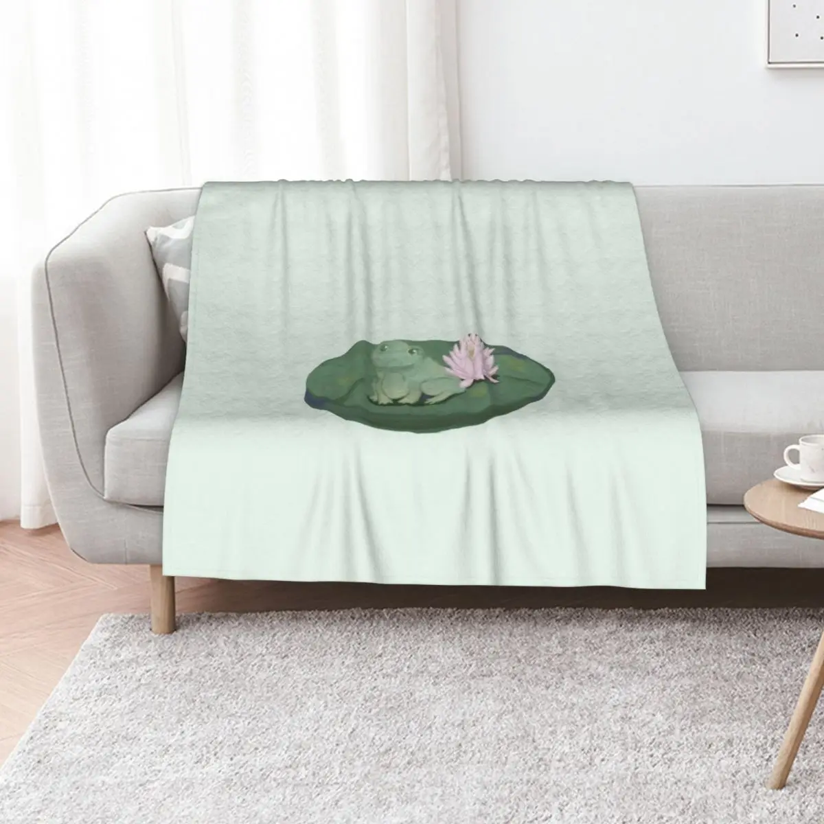 Copy of Cute Frog with Water Lily Throw Blanket Picnic Nap Decoratives for winter Decorative Beds Blankets