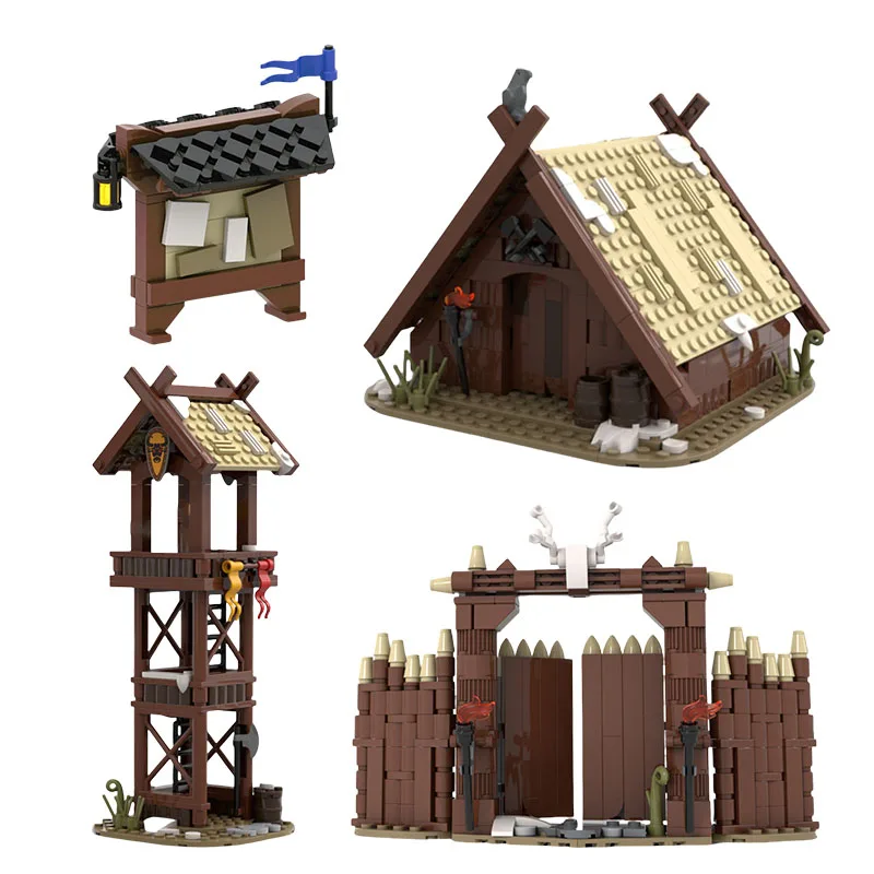 

MOC building blocks toys Medieval Vikings Cottage Village Gate Series Model Creative assembly toy set Holiday gift for all archi