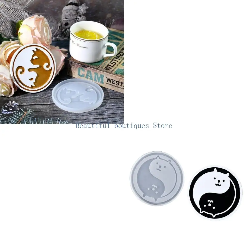 U4LF Animal Themed Coaster Mould Flexible Silicone Mold for Unique Tabletop Decorations Easy to Use Cup Mat Making Mold
