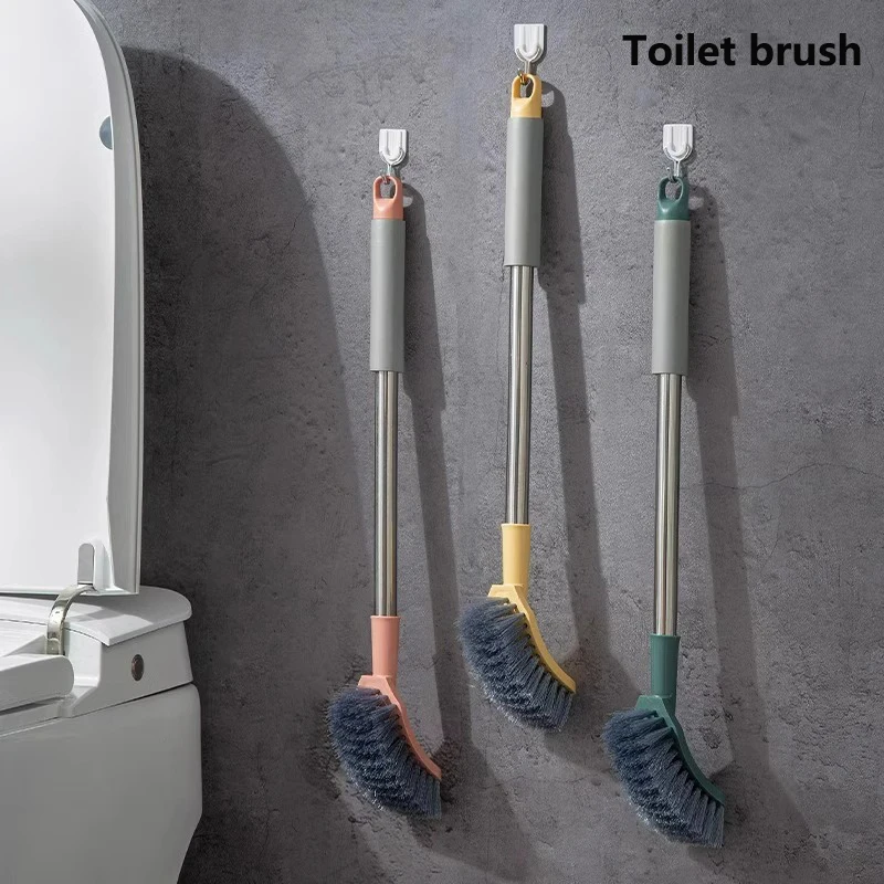 An der Wand montierte Toilettenbürste mit langem Stiel ohne tote Winkel zur Reinigung der Toilette. Hängende Toilettenbürste mit weichen Borsten.