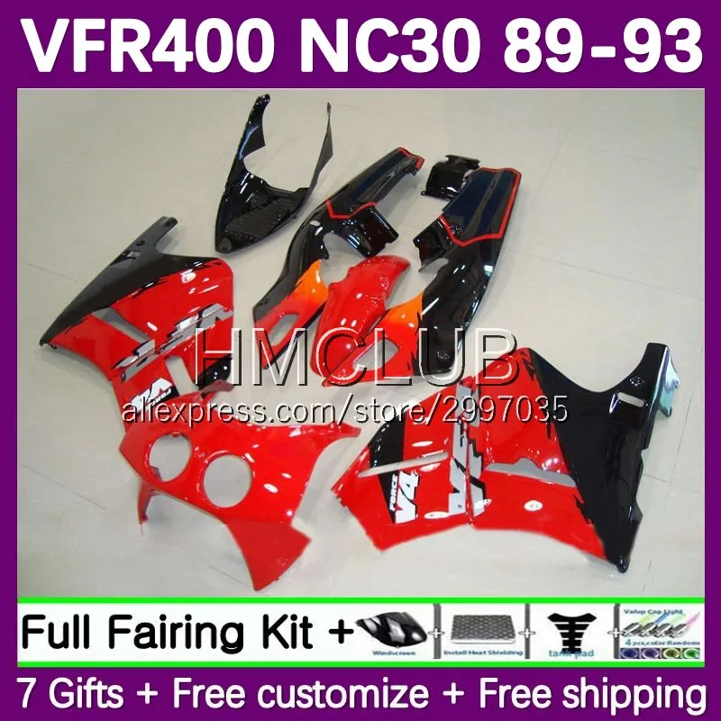 Fairing For HONDA VFR400R VFR400 RVF VFR 400 R RR 400R 1989 1990 1991 1992 1993 42No.6 Red black RVF400R NC30 89 90 91 92 93