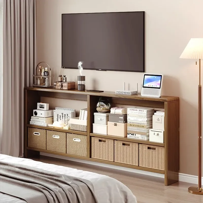 for Solid Wood Bedside Shelf Very Narrow Long Clip Gap Storage Cabinet Against Wall Slender Small Narrow Table for Bedroom