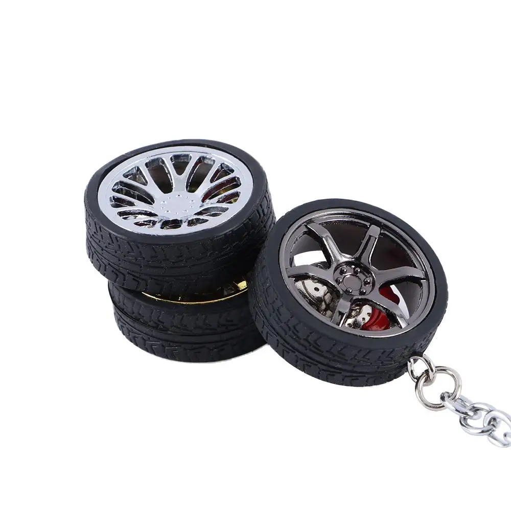 Gift Alloy Bag Pendant Car Key Chain Simulation Tire Brake Discs Key Ring RIM Wheel Keyring Car Wheel Keychain