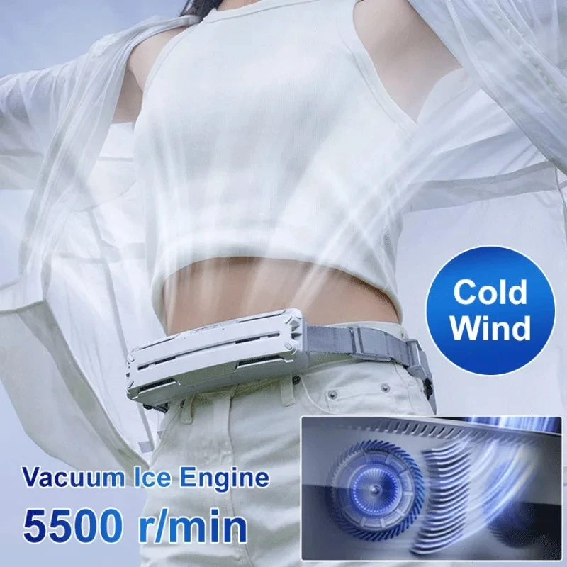 Ventilador de cinturón de hielo portátil inteligente, ventilador de cintura colgante, Mini Usb, Enfriador de hielo para deportes al aire libre,