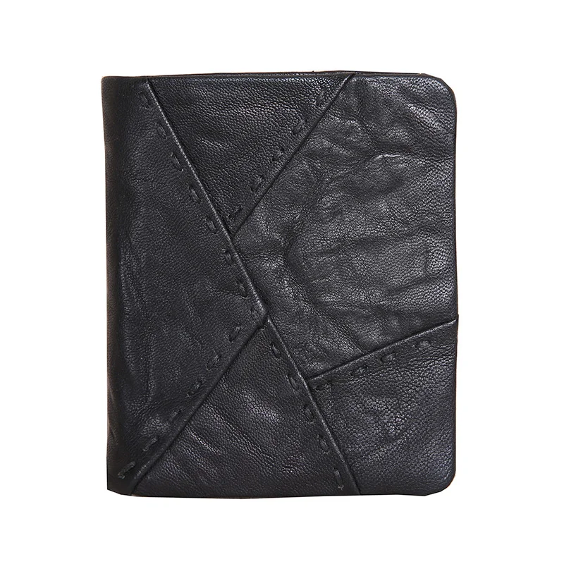 

fashion designer handmade genuine leather men's wallet organizer luxury real cow leather stitching ID cardholder coin purse